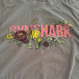 Gymshark Gray Tank with Pink Logo and Floral Design